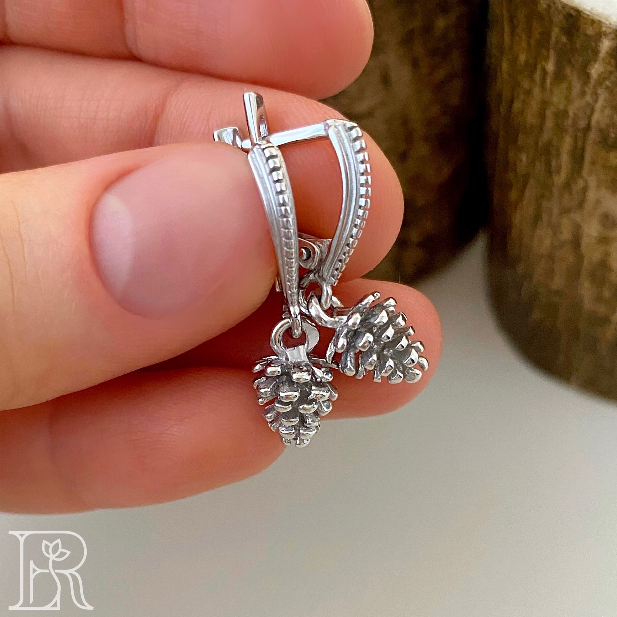 Серьги Шишечки (серебристый)
